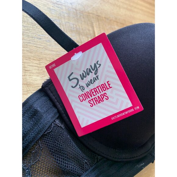 Maidenform Womens Black Lace Detail Multiway Push-Up Bra Size 34B - Picture 16 of 16